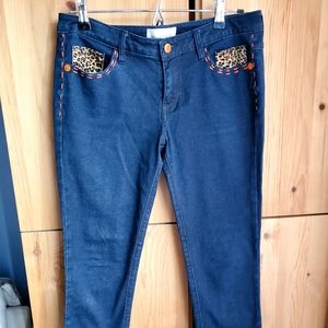 Yves Saint Laurent Vintage Dark Denim Skinny Jeans with Orange Rivets Size 27
